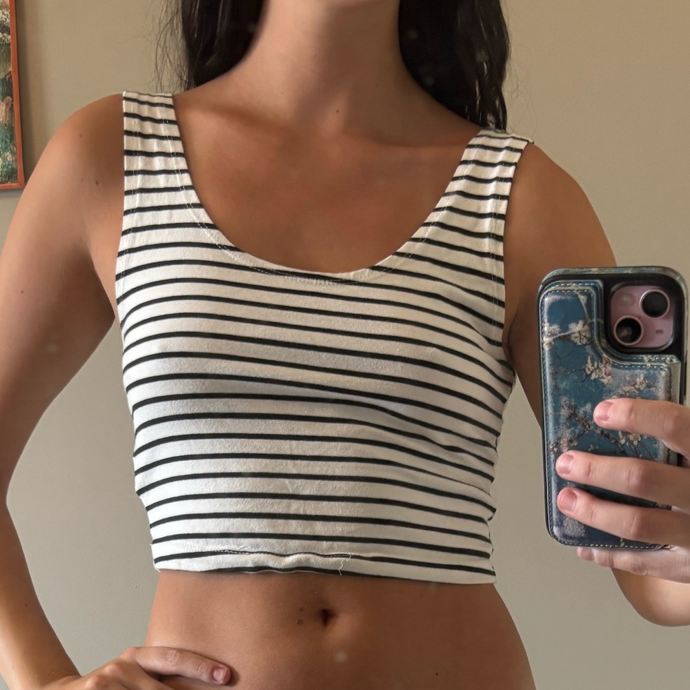 Forever 21 Striped Black and White Women's Top